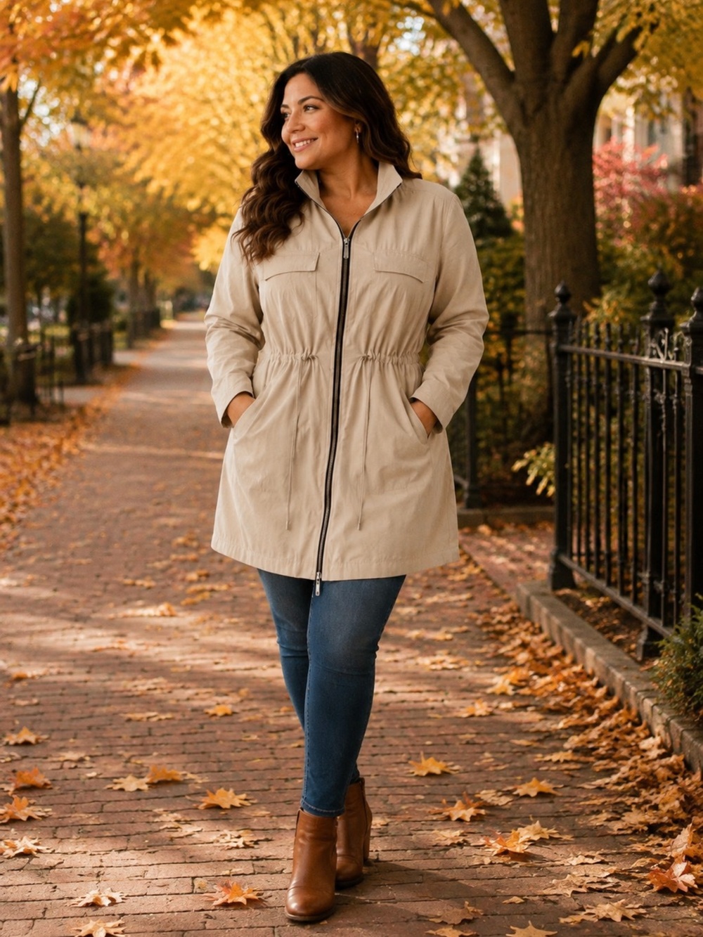 torrid Beige Utility Jacket with Drawstring Waist